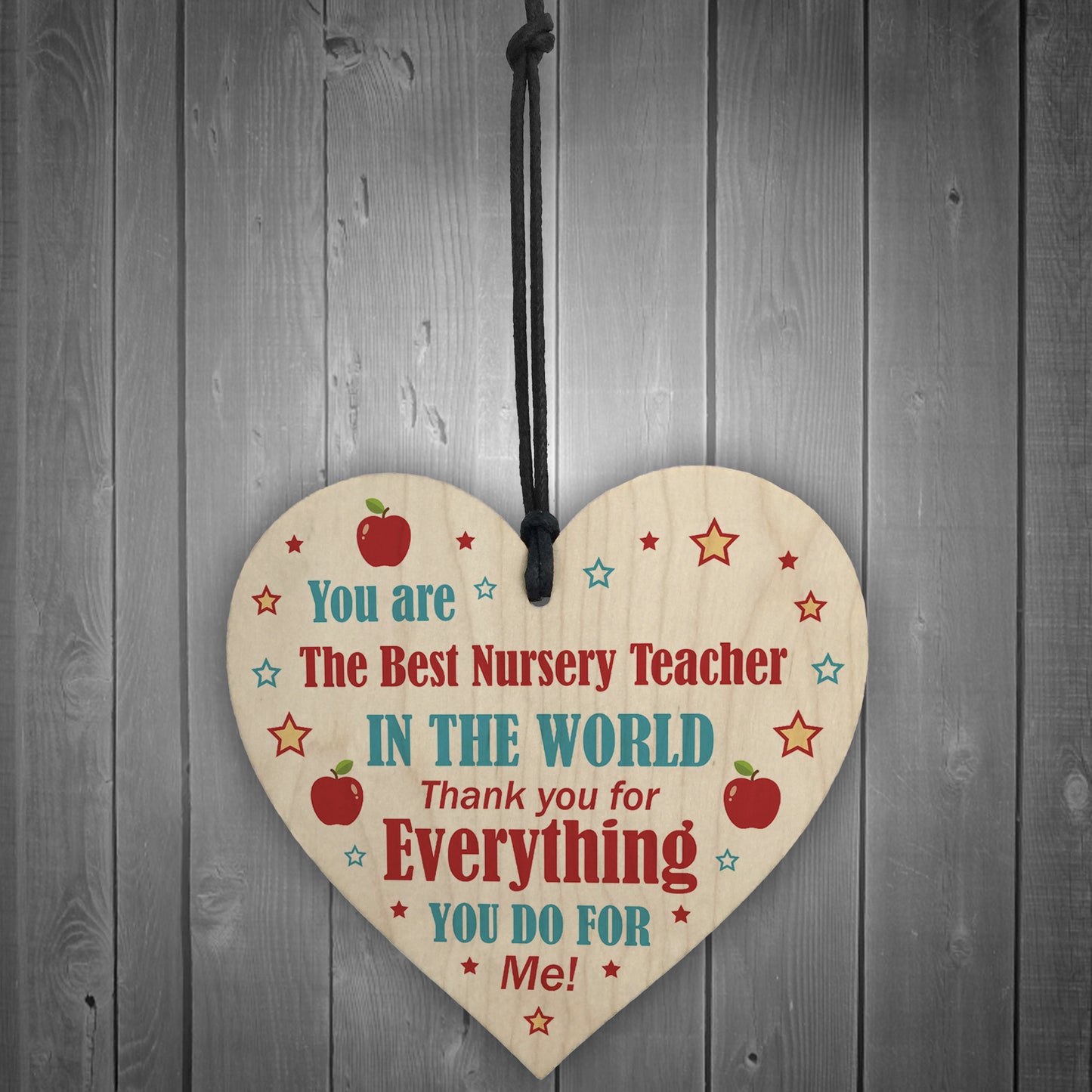 THANK YOU Gift For Nursery Teacher Wood Heart Gift For Him Her