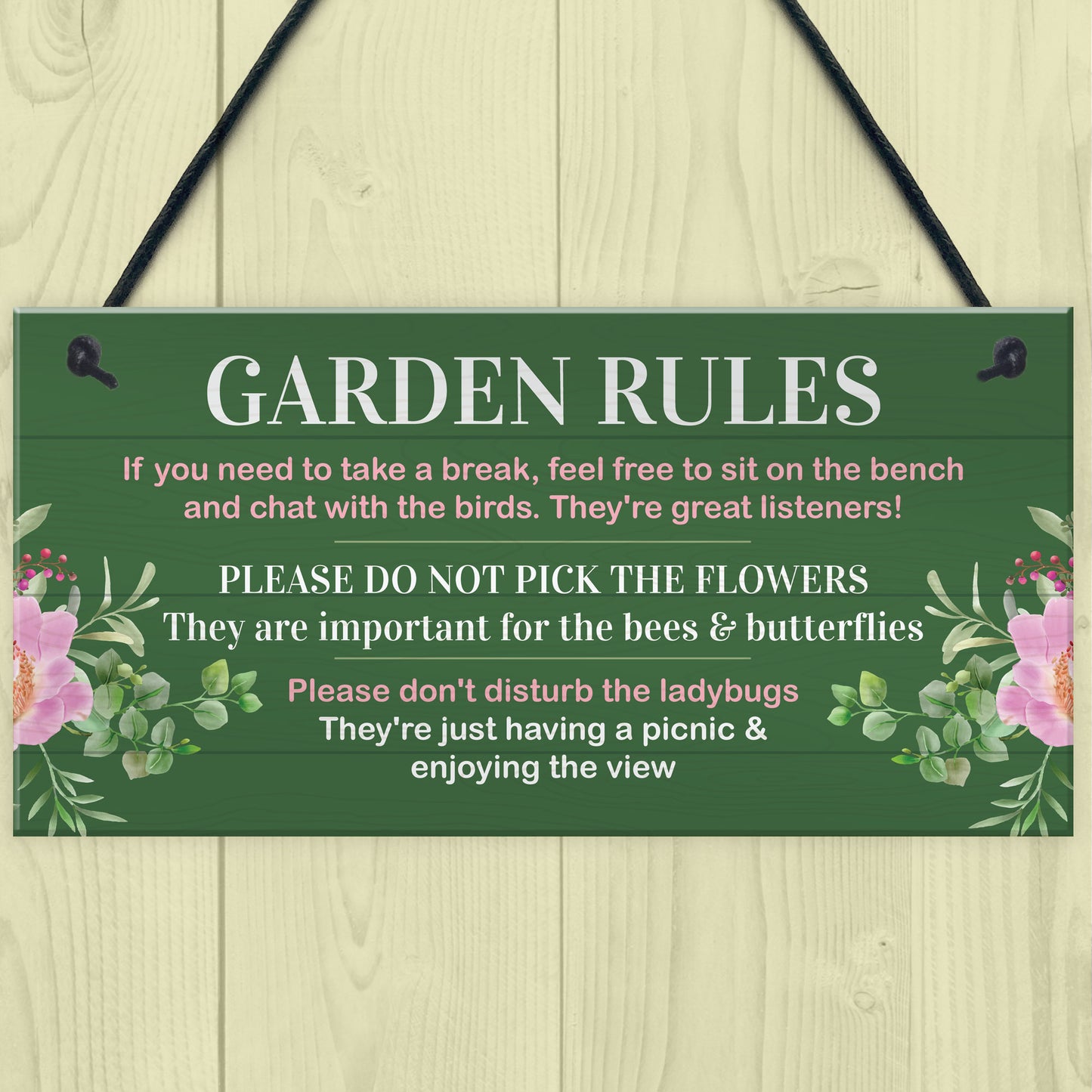 Garden Rules Sign for Outdoor Decor Novelty Garden Shed Plaque