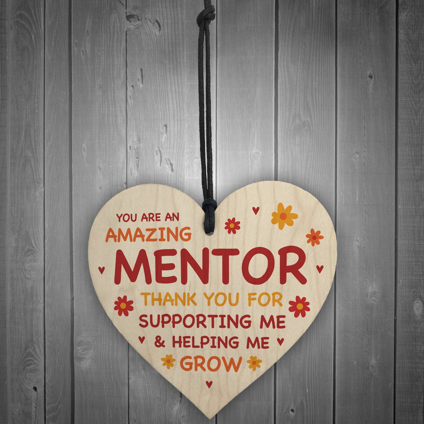 MENTOR Gift Hanging Wood Heart Thank You Teacher Mentor Gift