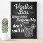 Vodka Bar Hanging Plaque Alcohol Party Birthday Gift Garden Pub