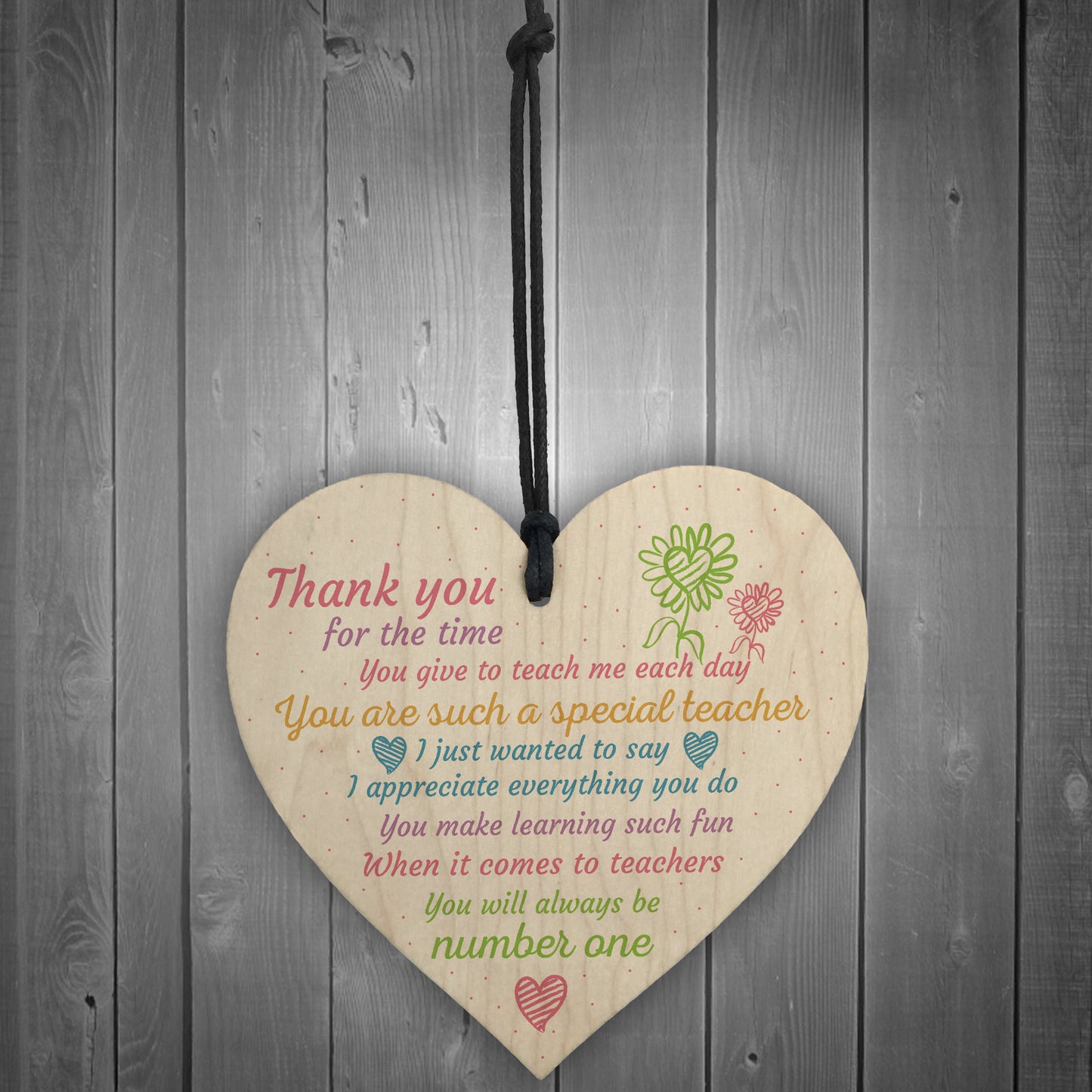 Thank You Teacher Gift Wooden Heart Preeschool End of Term