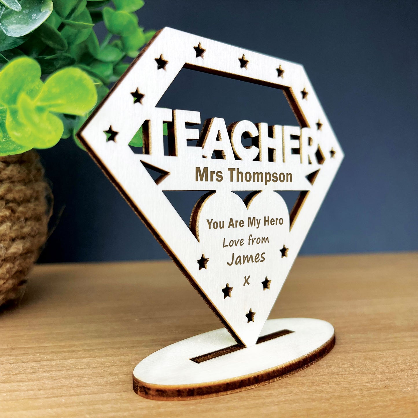 Personalised Teacher Thank You Gift Plaque Engraved Leaving Gift