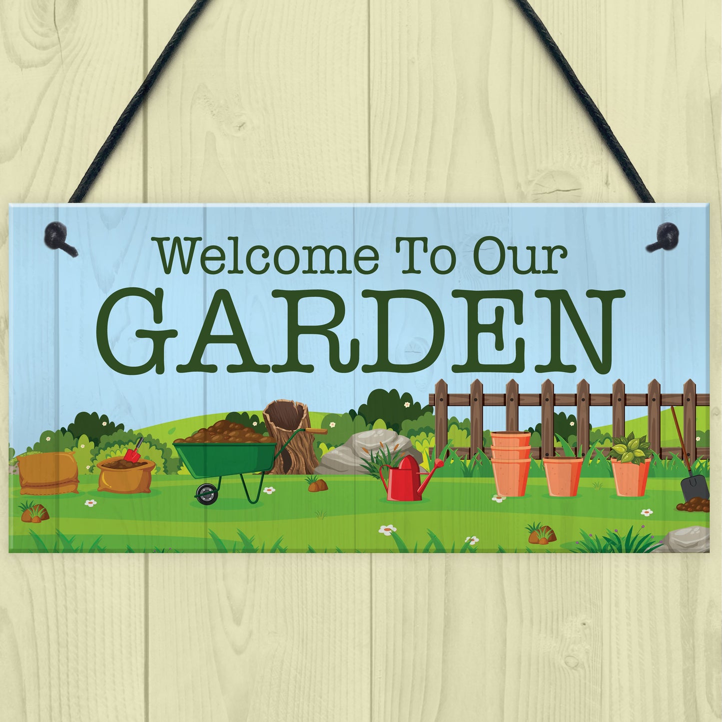 Welcome To Our Garden Sign Hanging Wall Door Shed Sign Gift