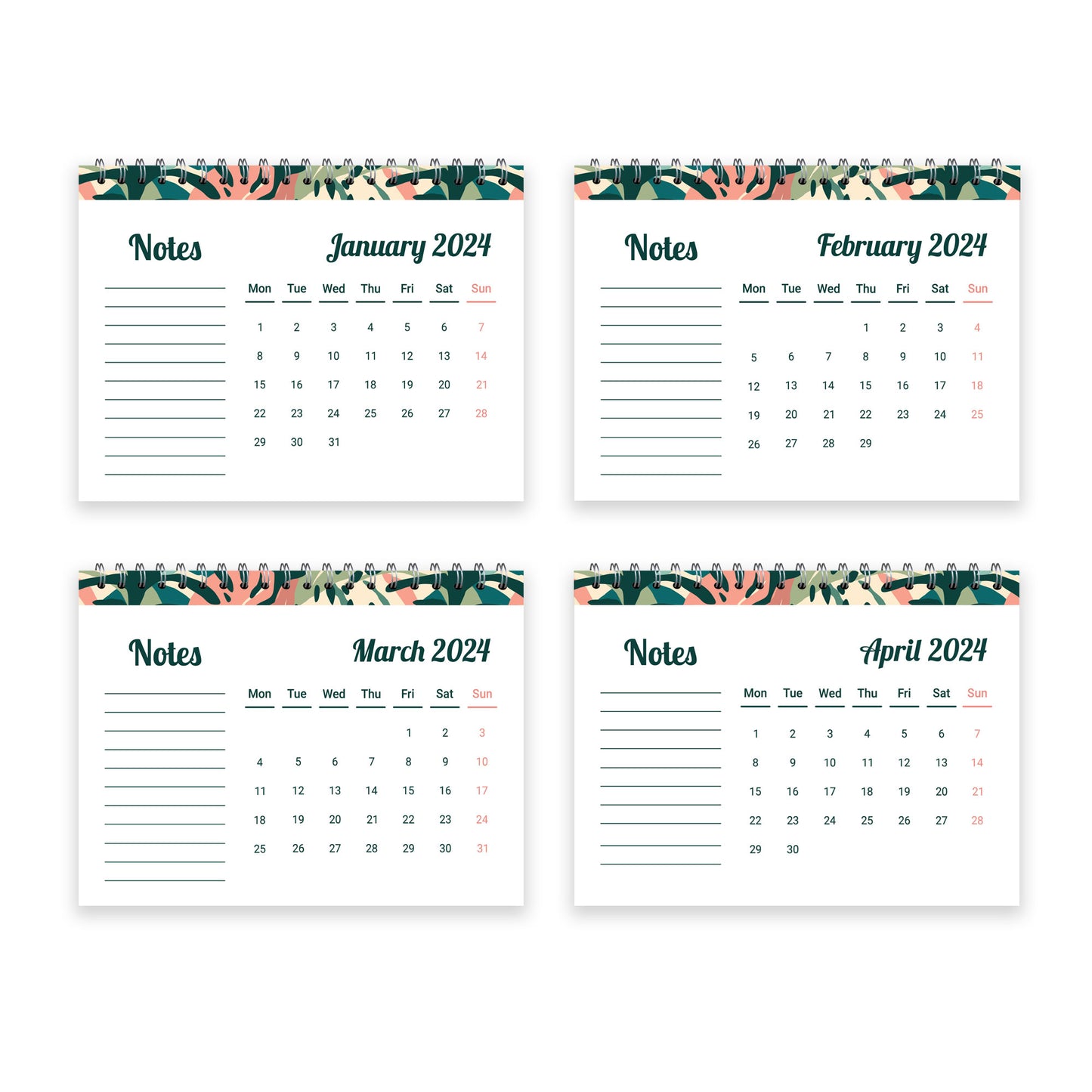 2024 Desk Calendar Flipbook Month To View Spiral Bound Office