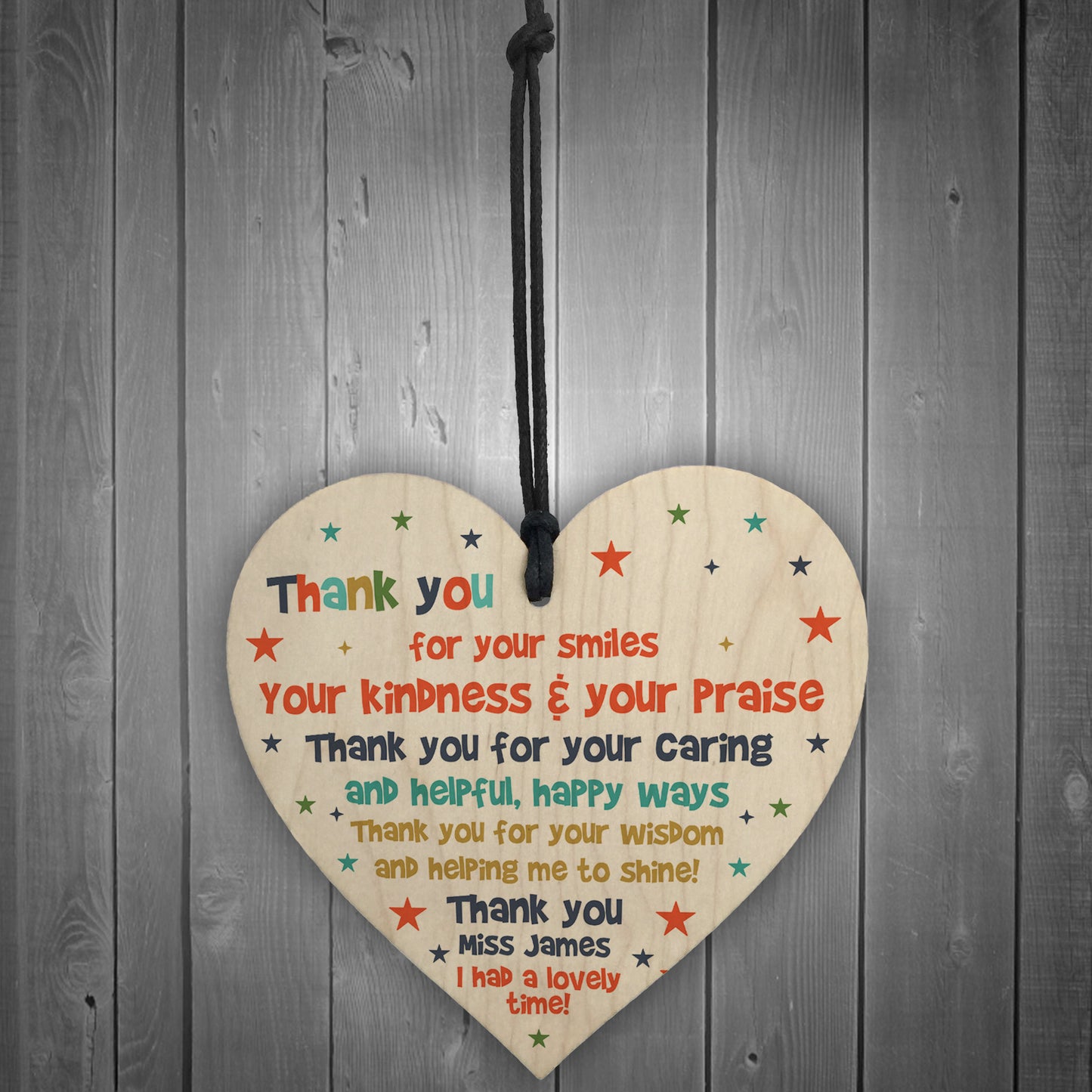 Thank You Teacher Assistant Poem Wooden Heart Personalised