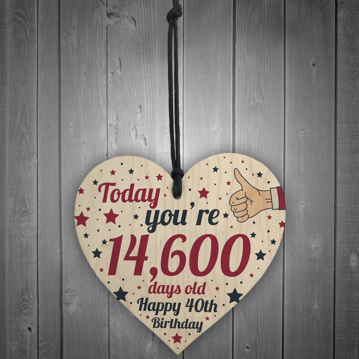 40th Birthday Card Wooden Heart 40th Birthday Gift For Women Men