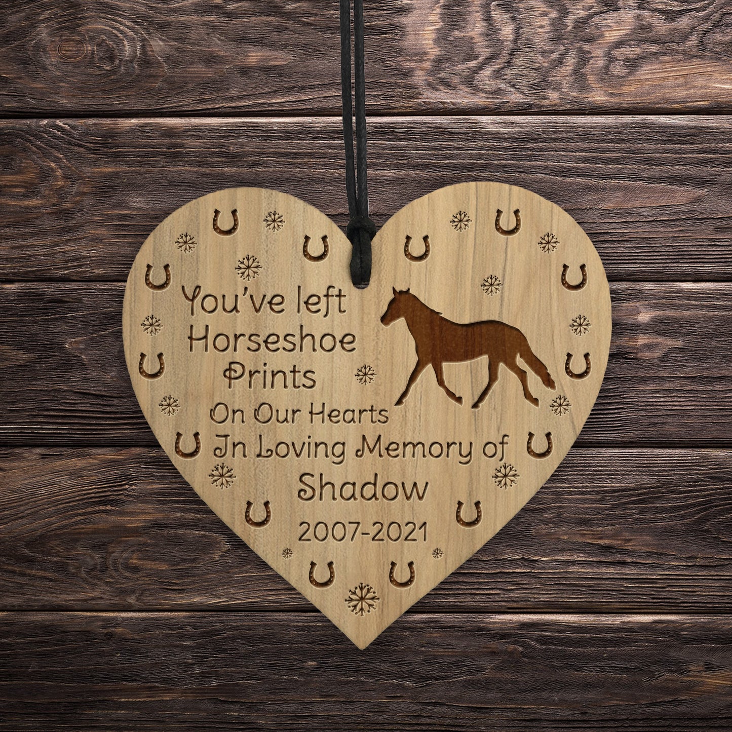 Memorial Sign For Horse Pony Engraved Heart Personalised Sign