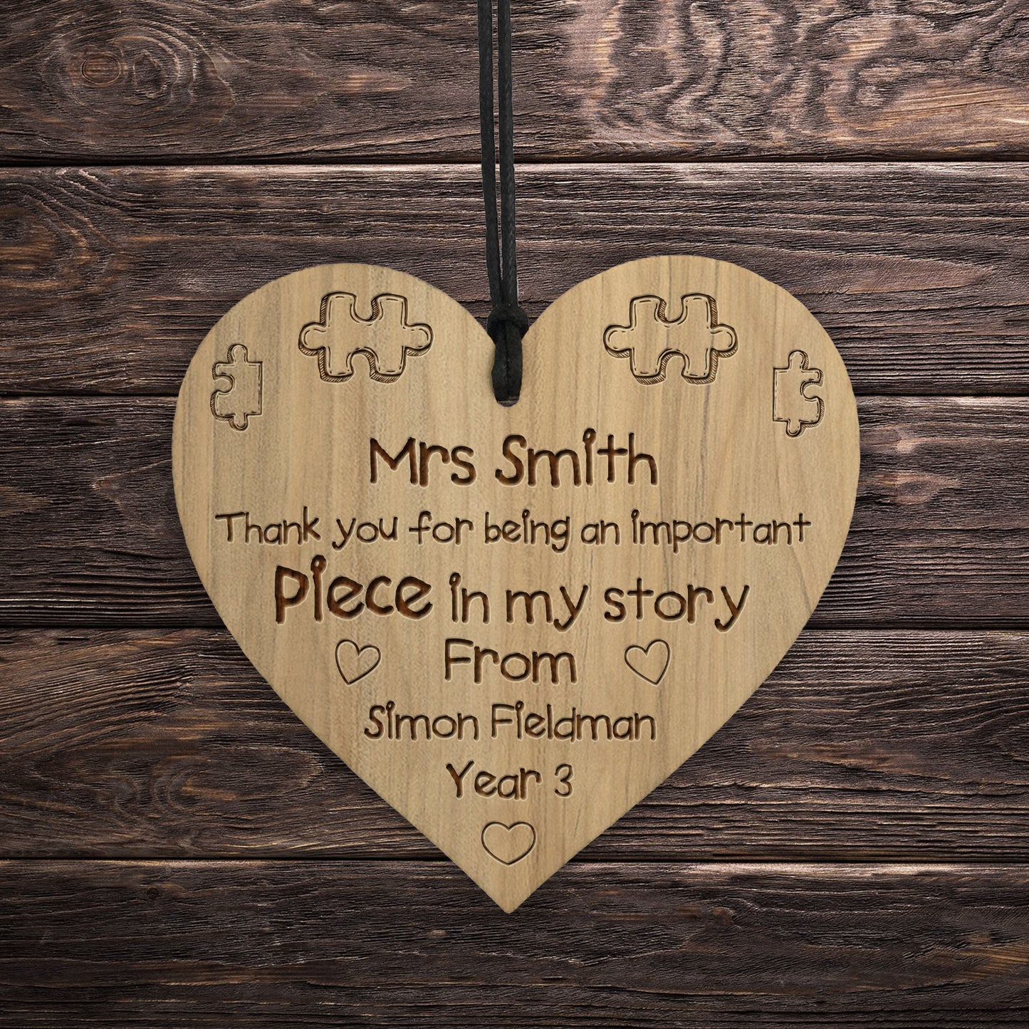 Thank You Piece In My Story Gift For Teacher Personalised Heart