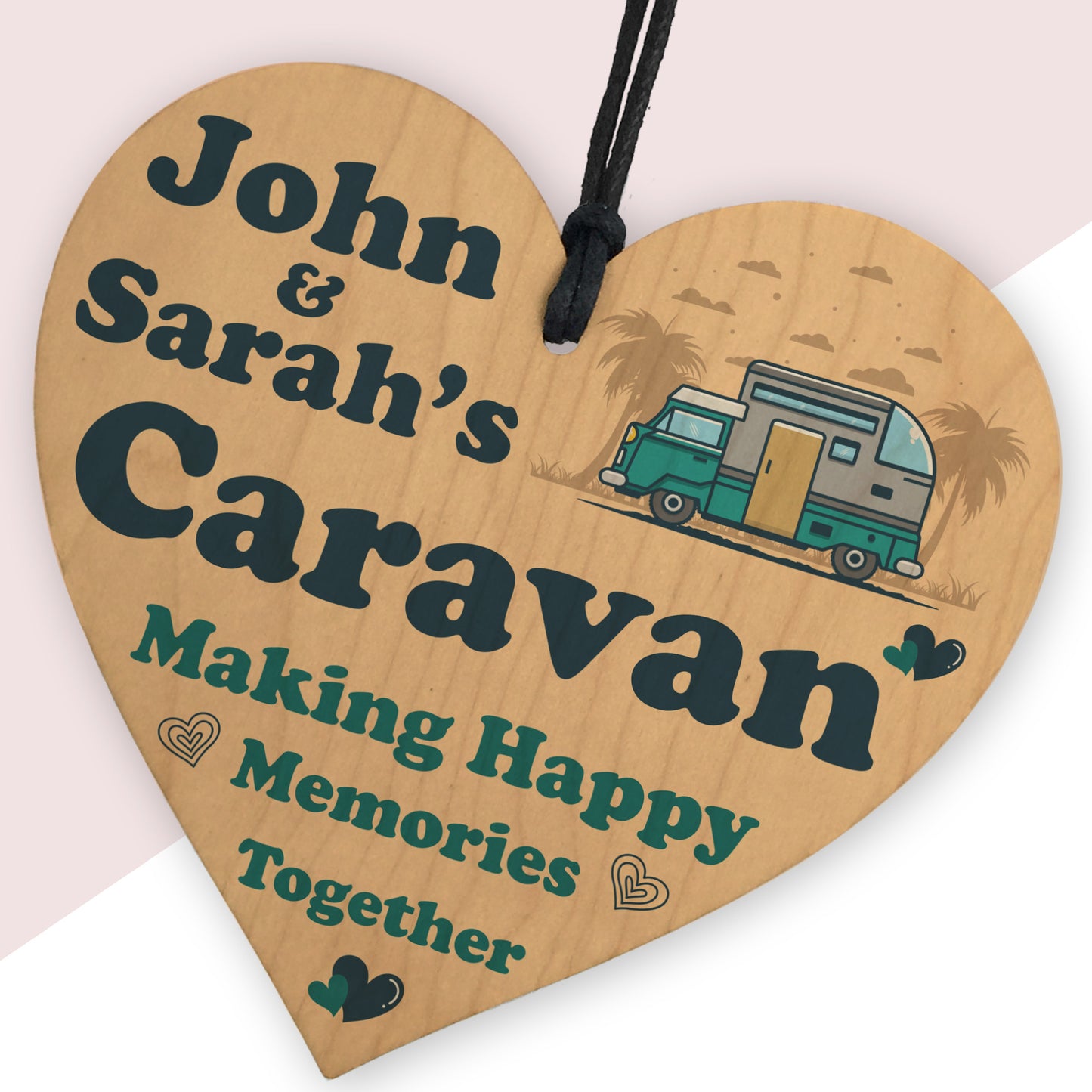 Personalised Caravan Sign Wood Heart Sign Caravan Gift Decor