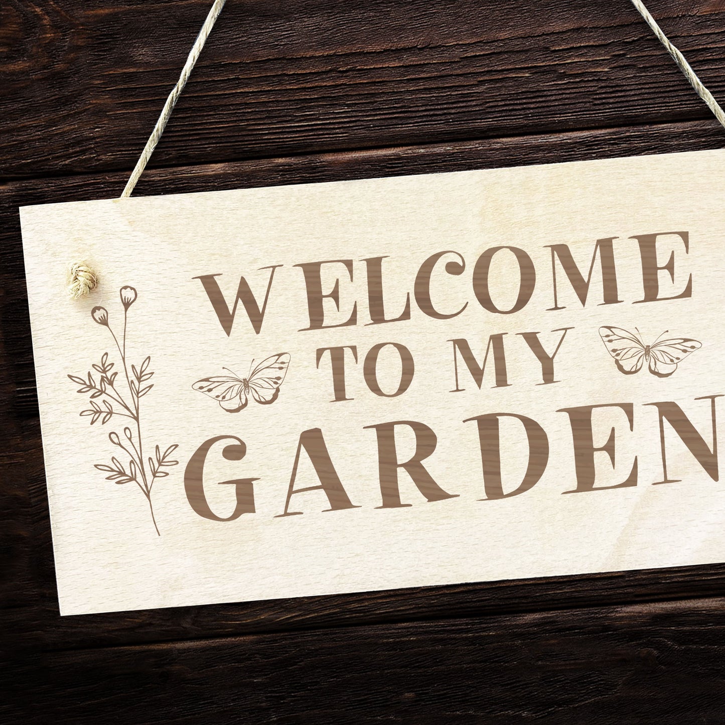 Garden Sign WELCOME TO MY GARDEN Engraved Plaque Home Signs