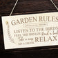 Garden Rules Sign Engraved Hanging Wall Sign Shed Summerhouse