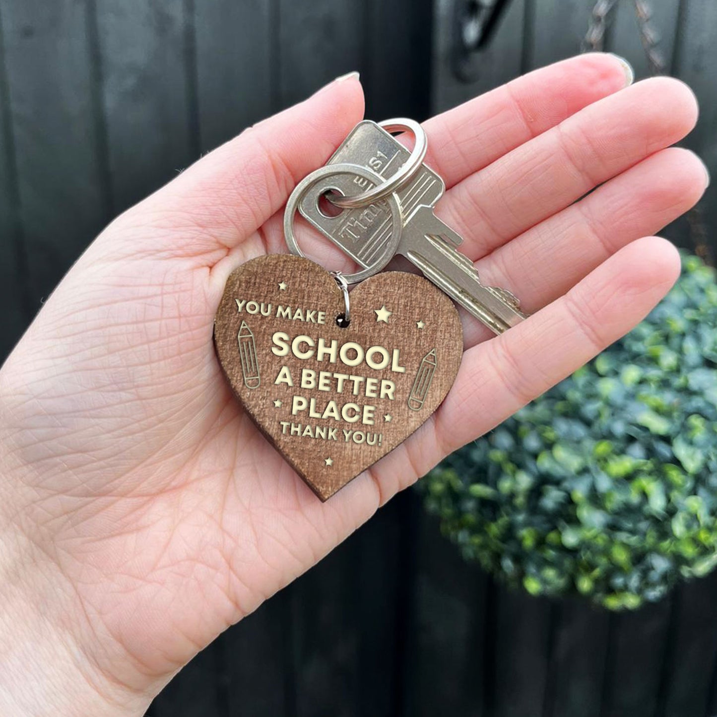 Teacher Gift Wooden Keyring TA Thank You Gift For Him Her