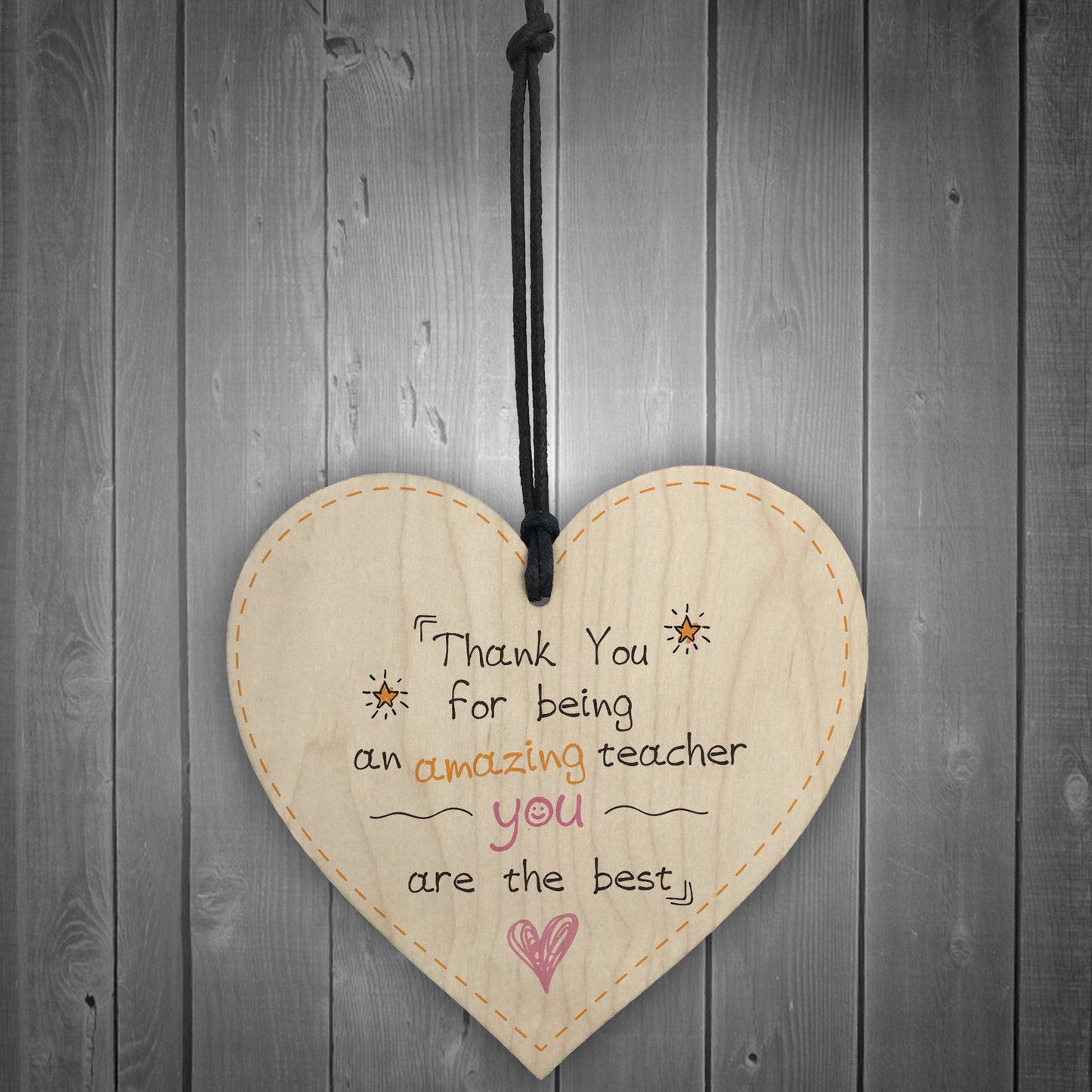 Teacher Leaving Gift Wooden Heart Plaque End of Term Thank You