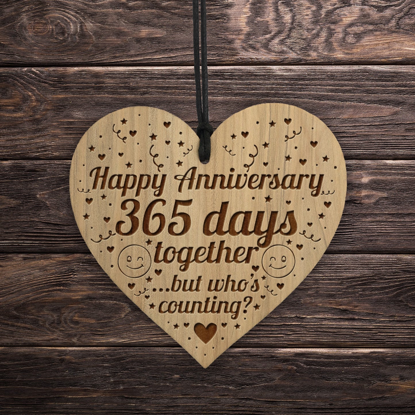 1st Anniversary Present Engraved Heart Boyfriend Girlfriend Gift