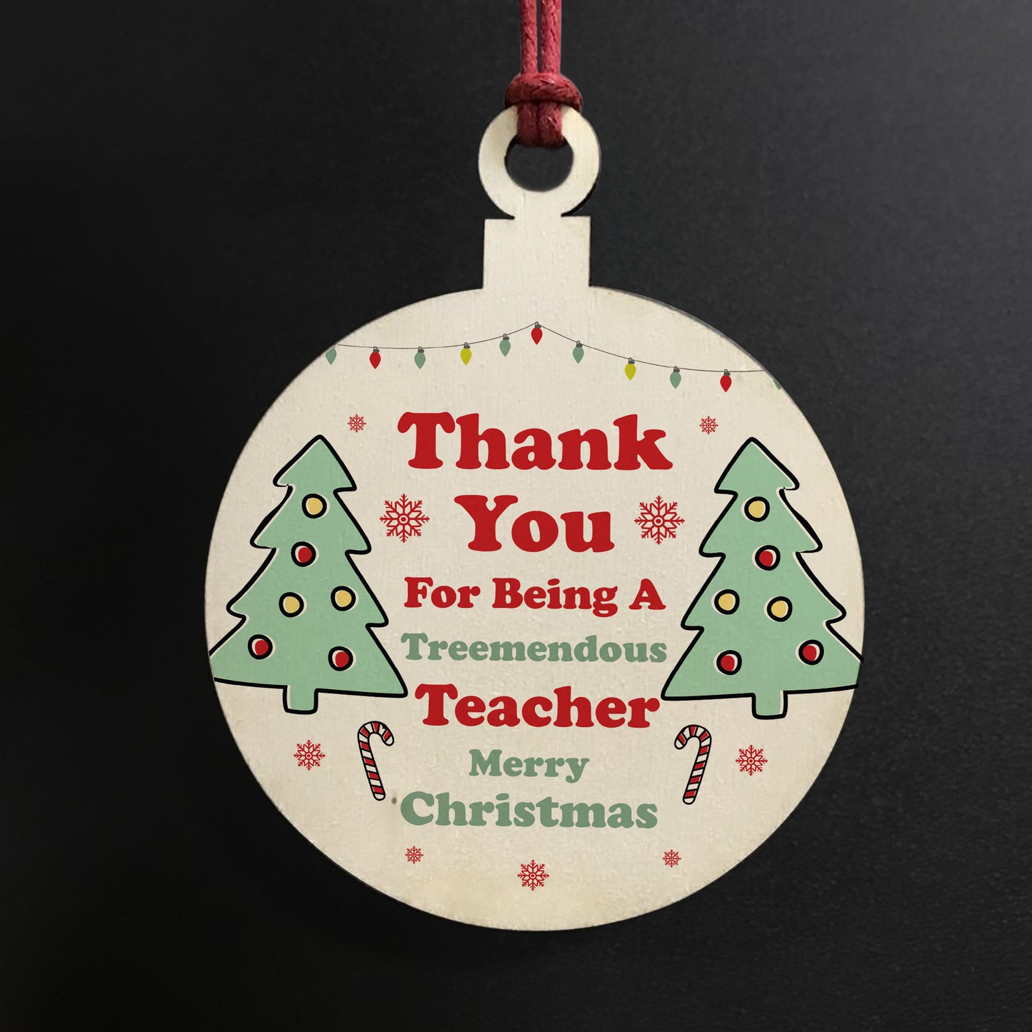 Funny Christmas Gift For Teacher Hanging Wood Tree Decoration