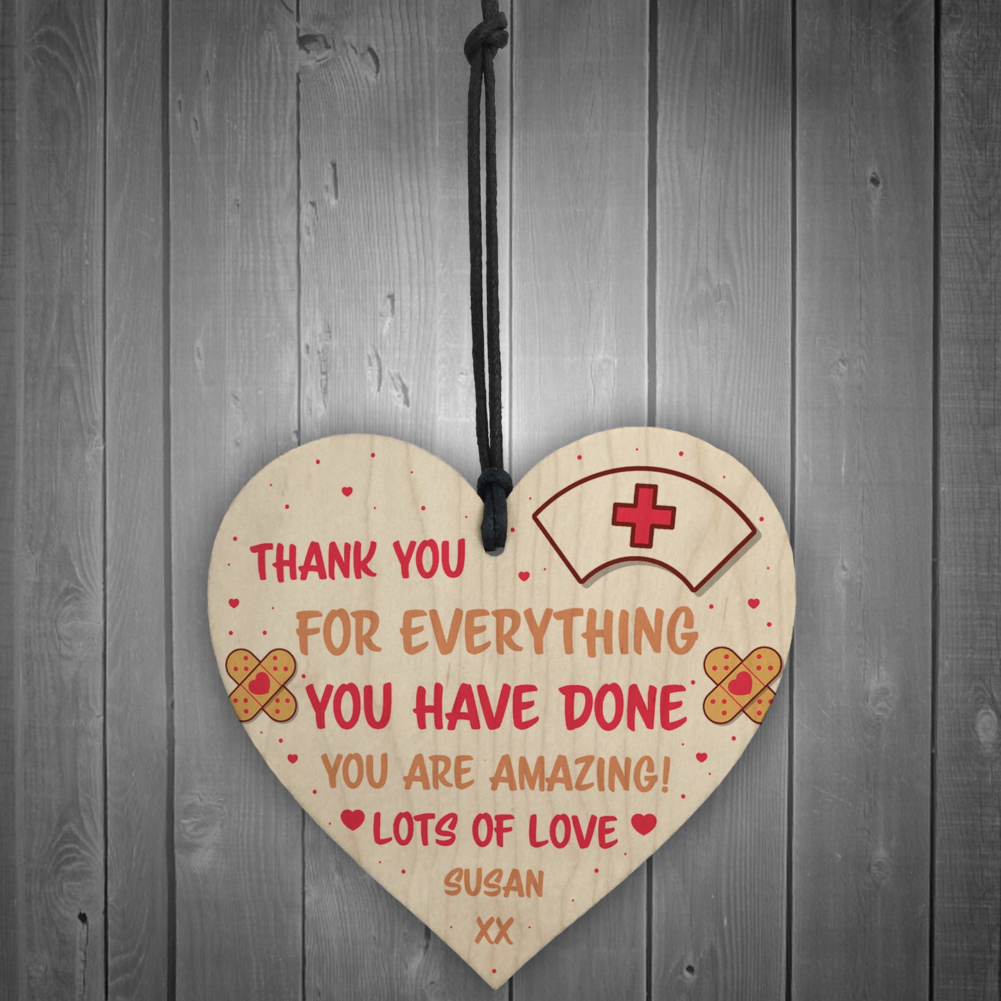 Personalised Gift For Nurse Wooden Heart Thank You Gift For Him