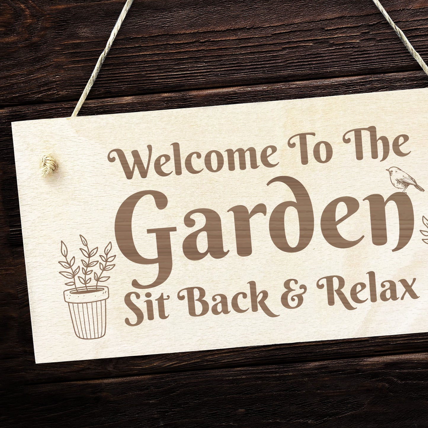 Garden Welcome Sign Engraved Wood Plaque Gift For Garden Shed