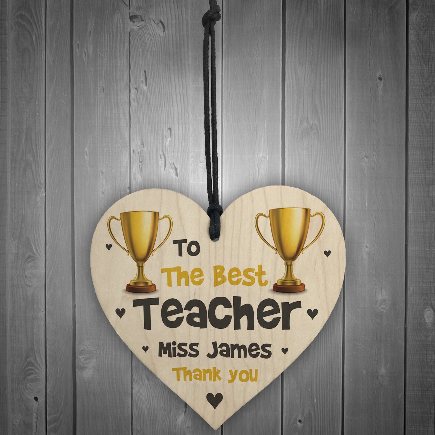 Worlds Best Teacher PERSONALISED Wood Heart Gift For Teacher