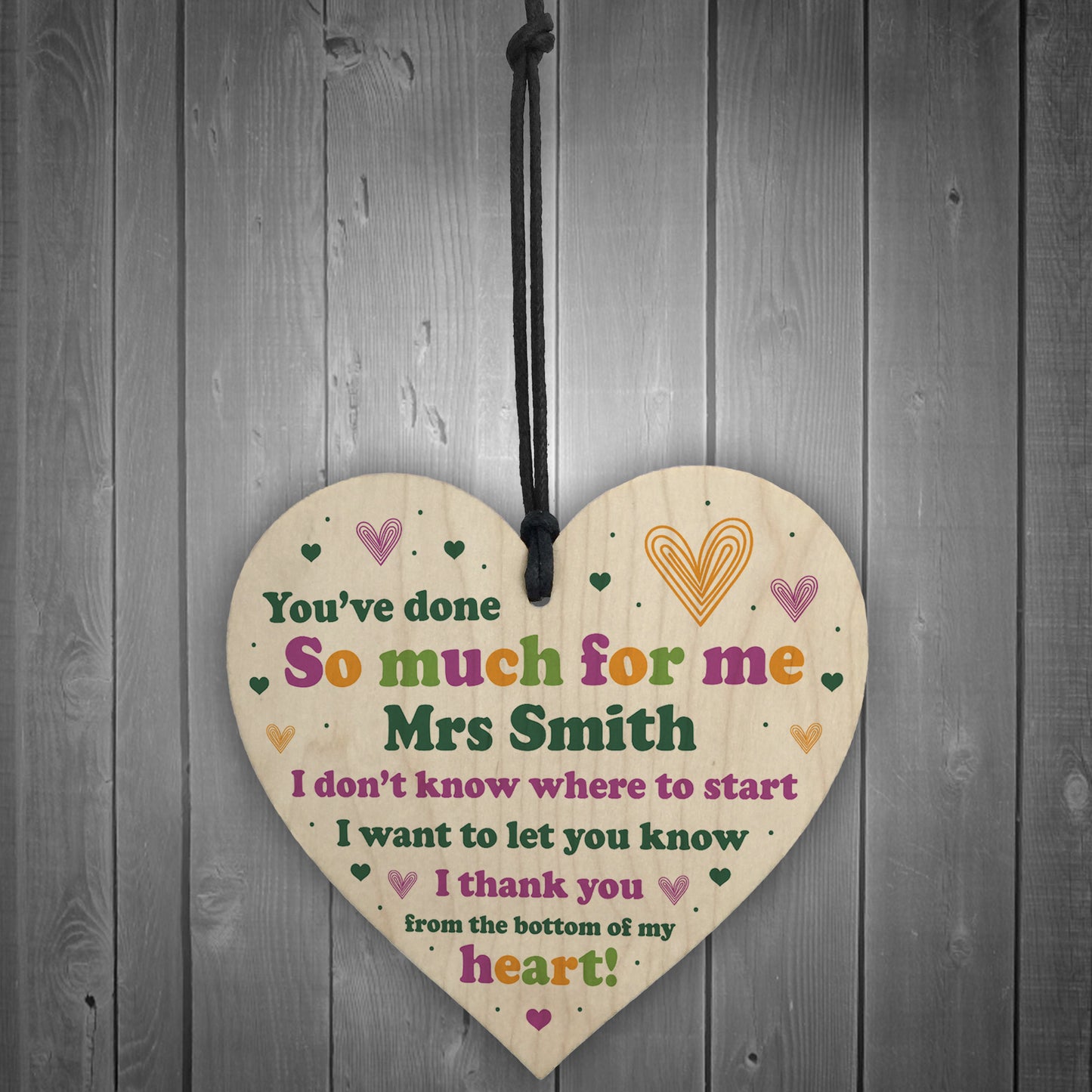 Thank You Friend Gift Heart Hanging Personalised Teacher Gift