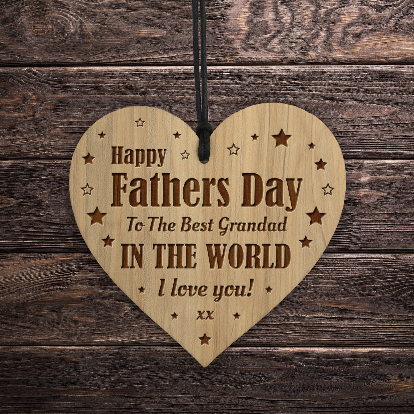 Happy Fathers Day Gift For Grandad Engraved Heart Sign Gift