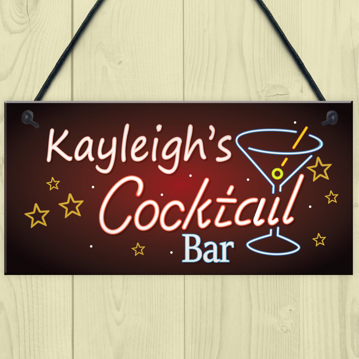 Personalised Cocktail Place Bar Club Neon Sign Drinks Plaques