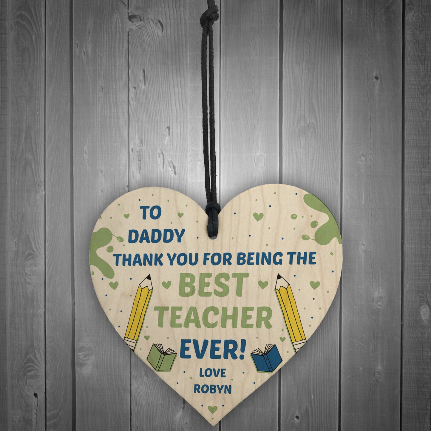 Personalised Thank You Gift For Daddy Wood Heart Teacher Gifts