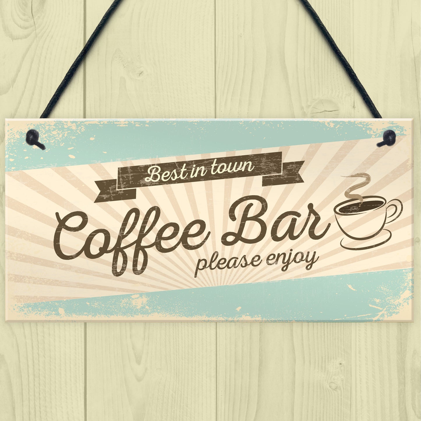 Coffee Bar Hanging Wall Plaque Home Decor Kitchen Cafe Sign