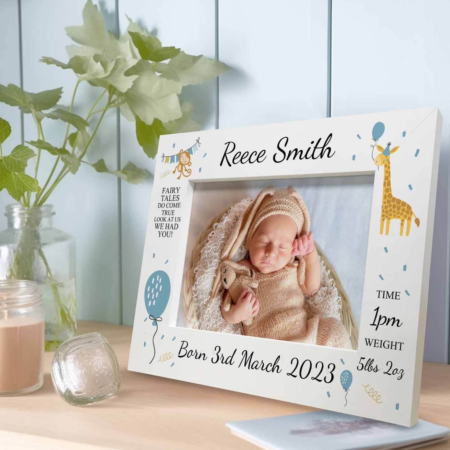 Personalised Baby Boy Gift Photo Frame Birth Details Nursery