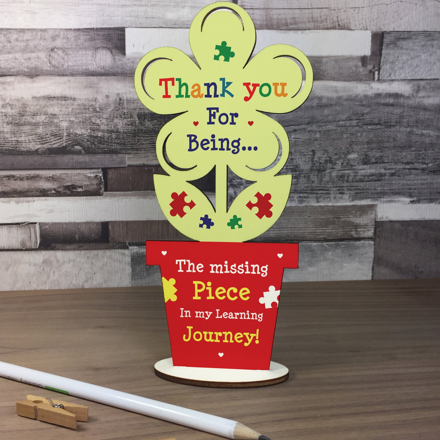 Teacher Assistant Gift Wooden Flower Handmade Thank You Leaving