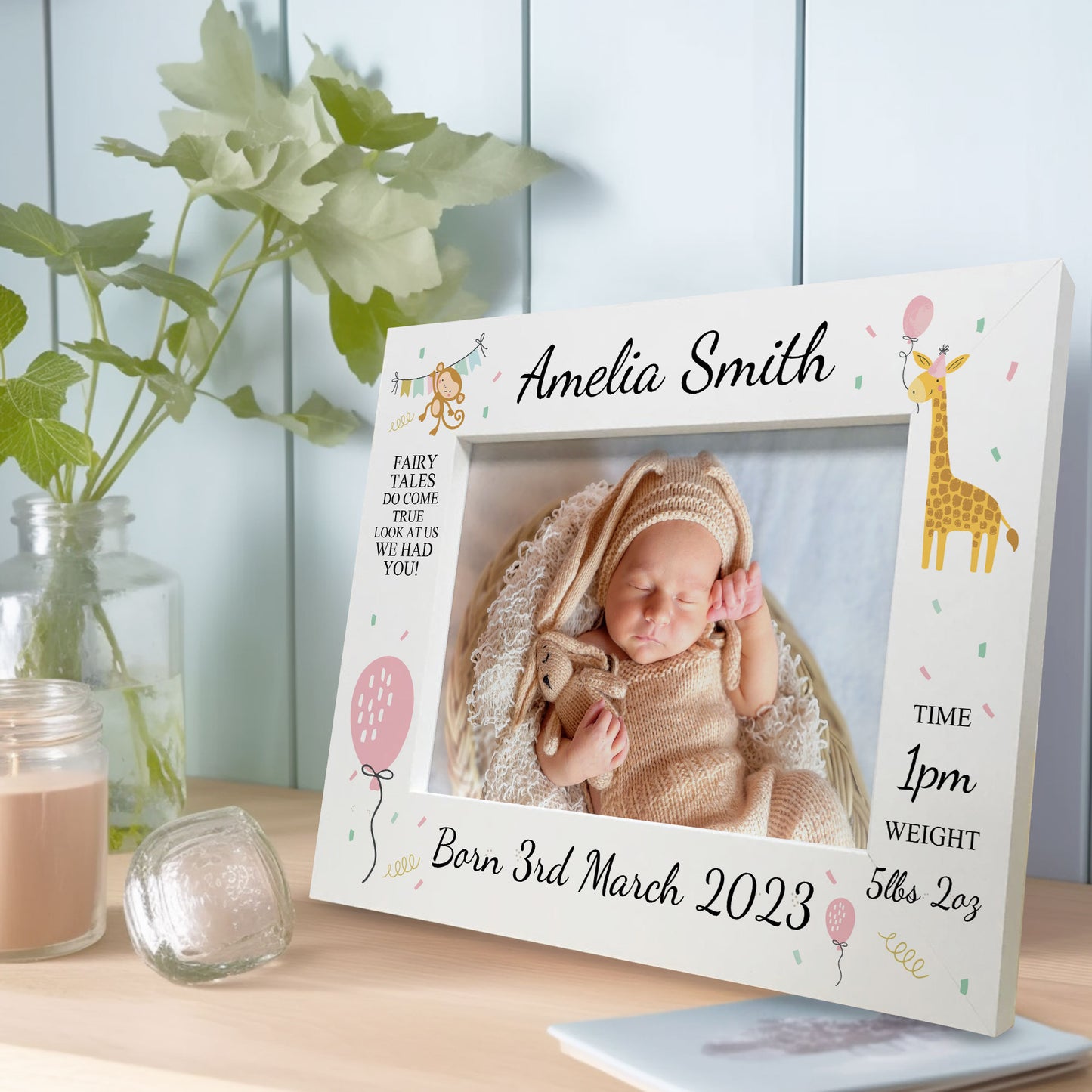 Personalised Baby Gift Photo Frame Birth Details Nursery Decor