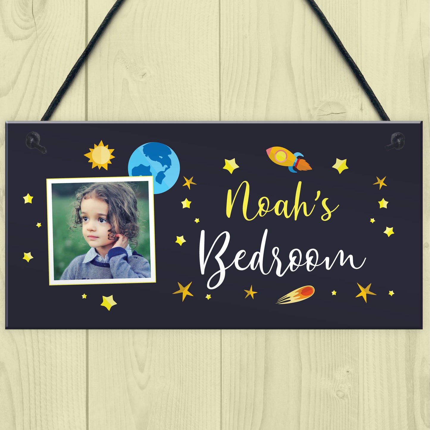 Personalised Space Themed Bedroom Sign For Boys Bedroom Son Gift