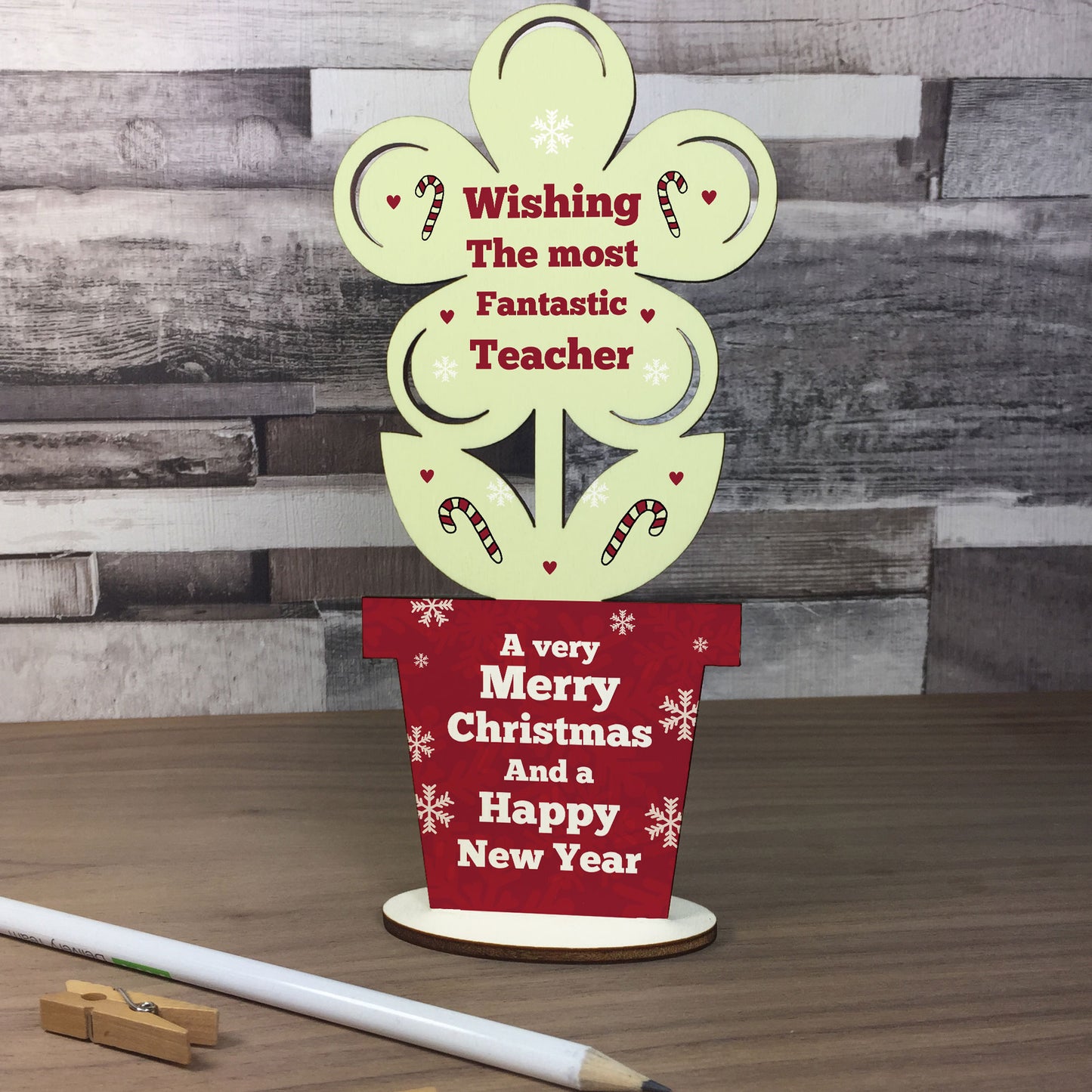 Christmas Gift For Teacher Wood Flower Thank You School Nursery