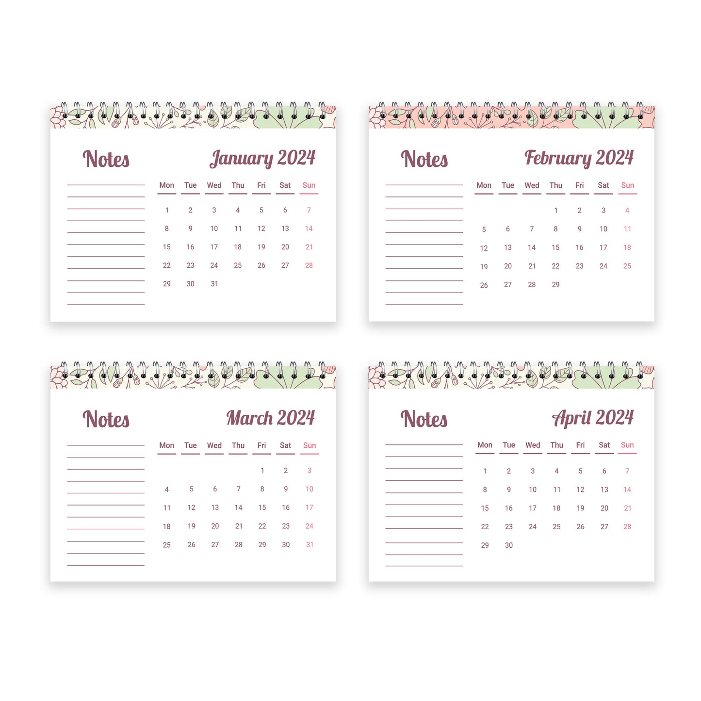 2024 Calendar For Women 2024 Desktop Planner Desktop Sprial