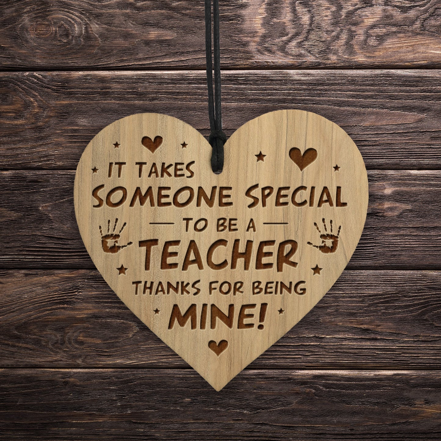 Teacher Gifts Wooden Engraved Heart Thank You Teacher Gift