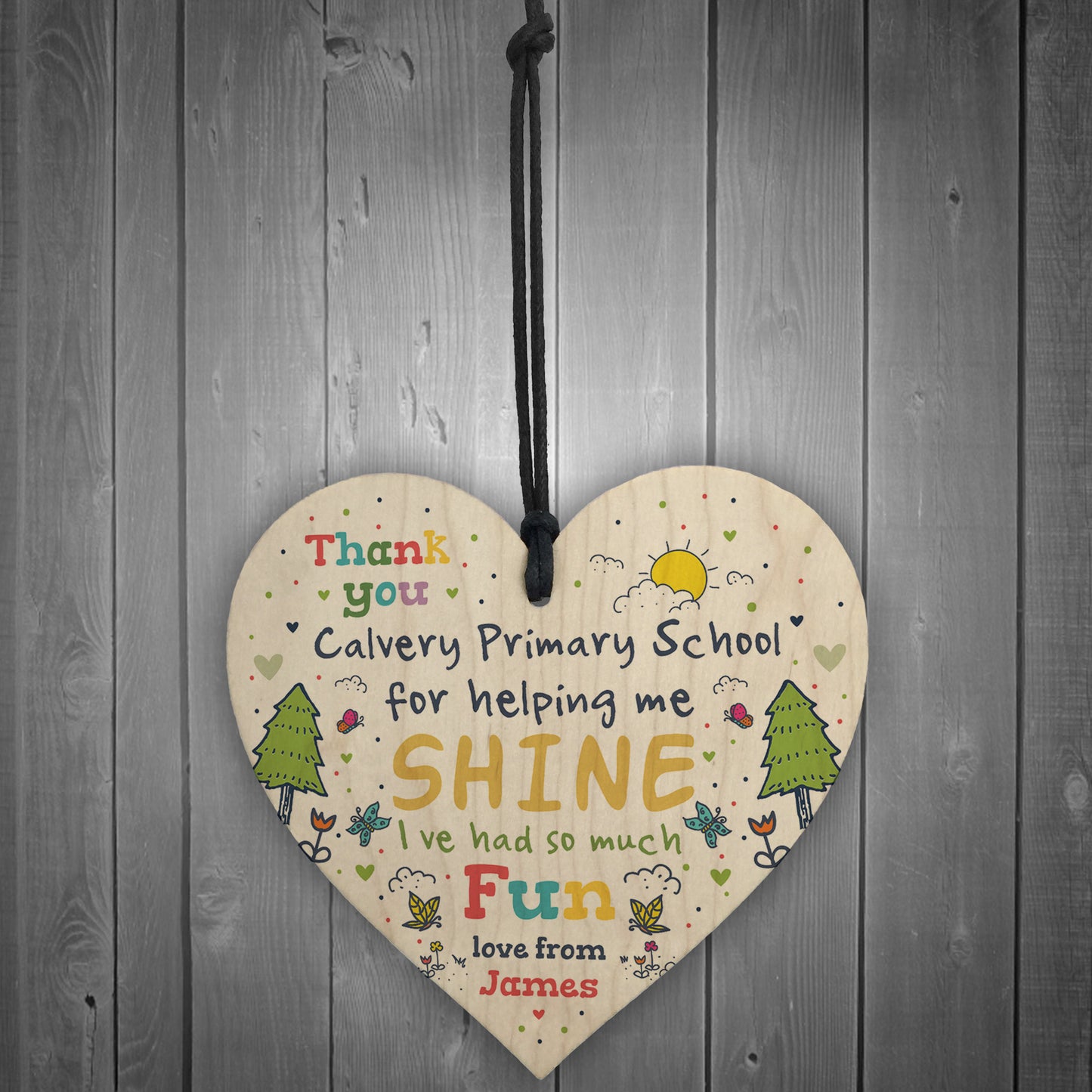 Personalised Thank You Teacher Gift Wood Heart TA Assistant