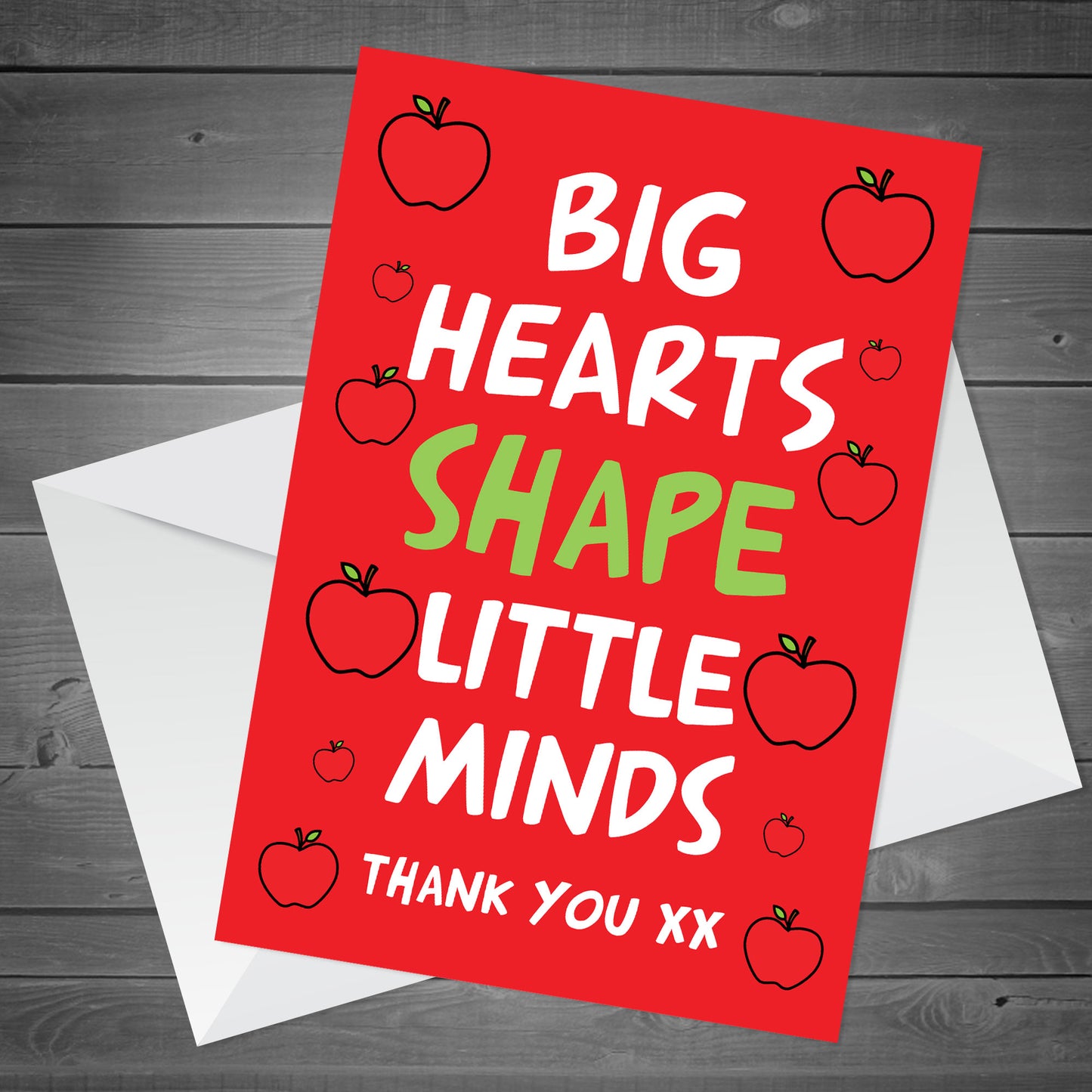 Big Hearts Shape Little Minds Card For Teacher Thank You Card