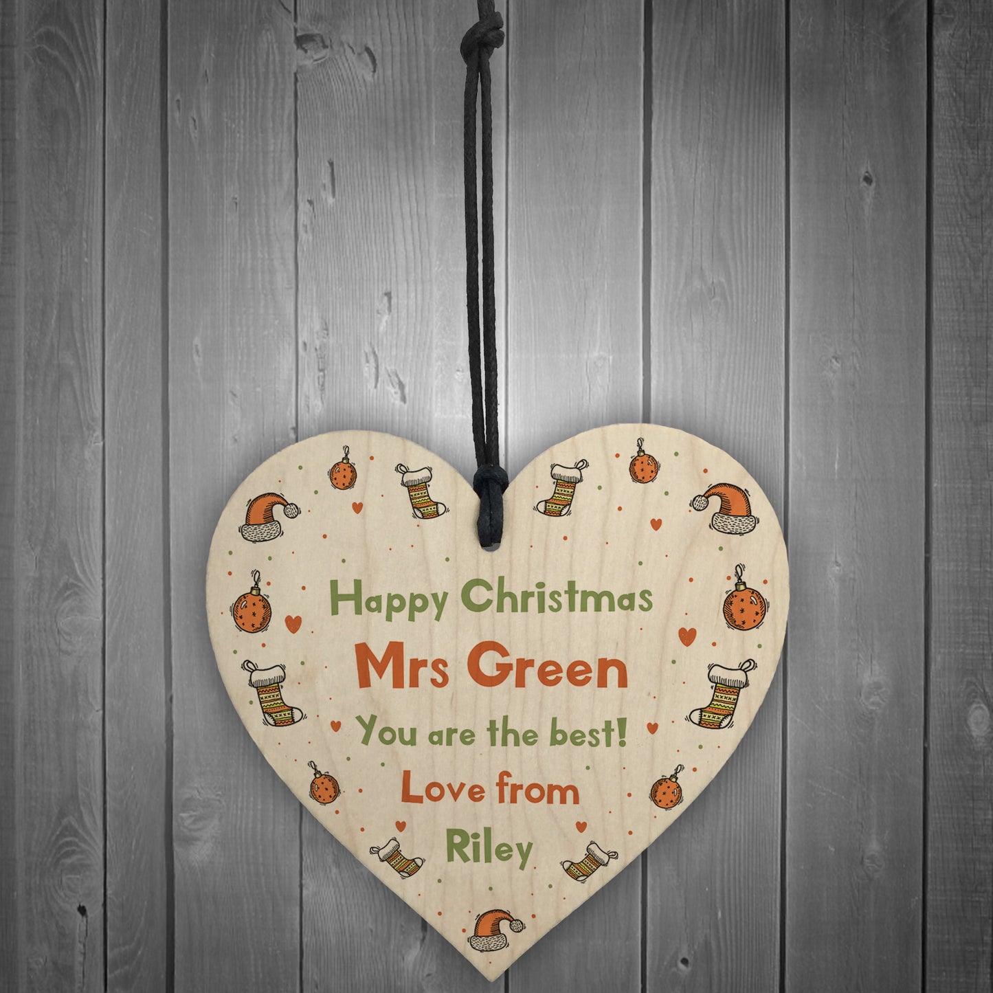 Happy Christmas Teacher Gift Heart Thank You Gift For Teacher