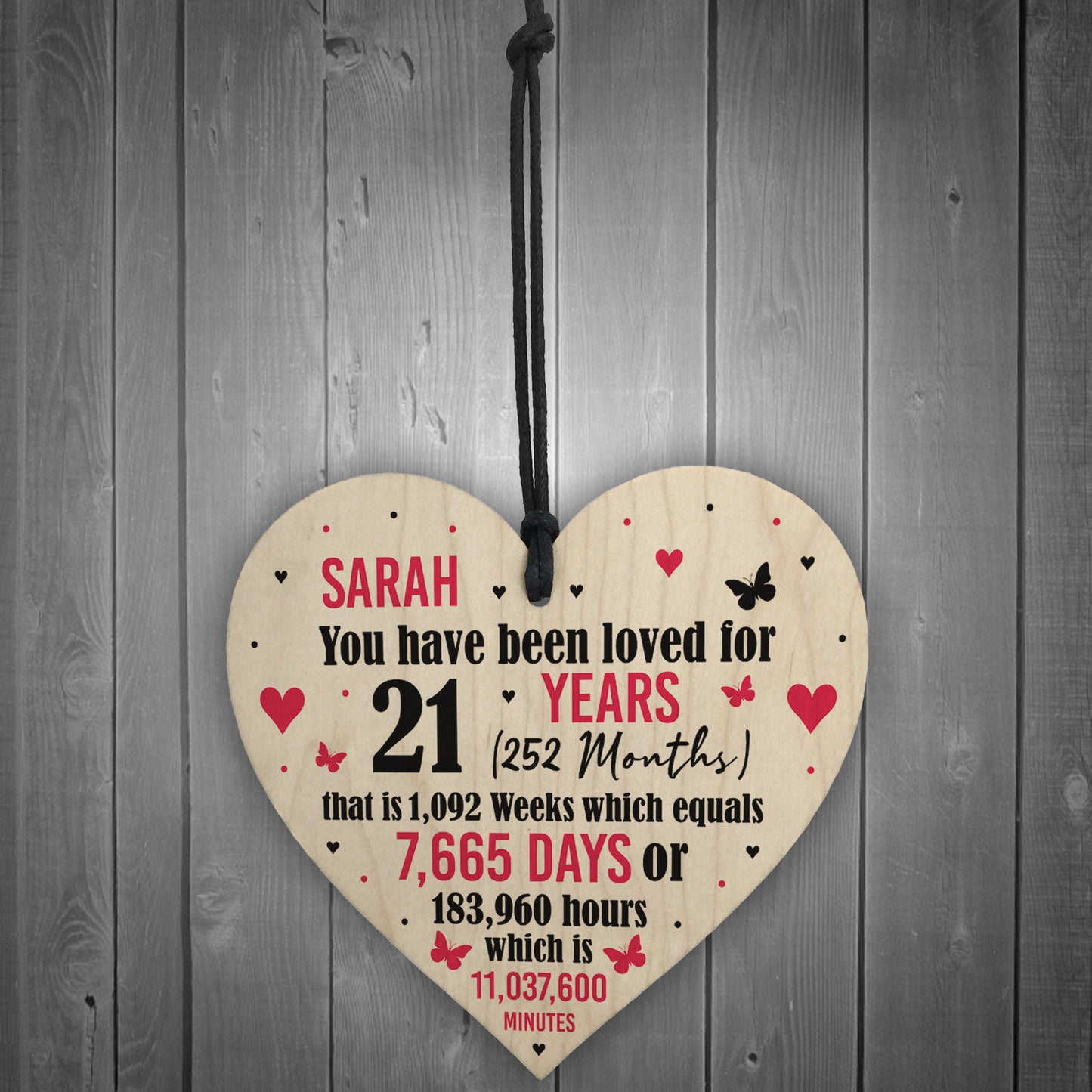 Personalised 21st Birthday Gift Wooden Heart Keepsake Funny Gift