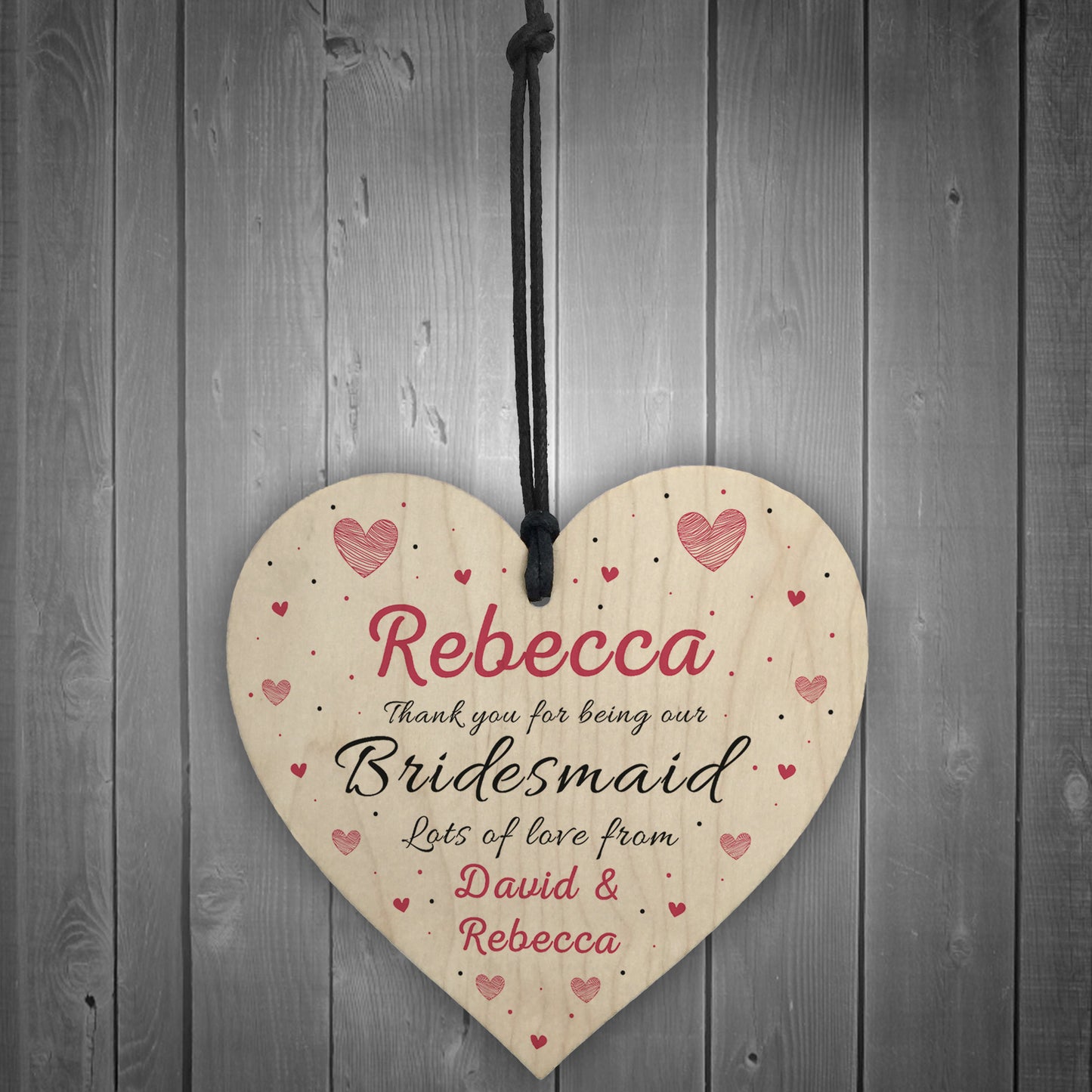 Personalised Thank You Gifts For Bridesmaid Plaques Wood Heart