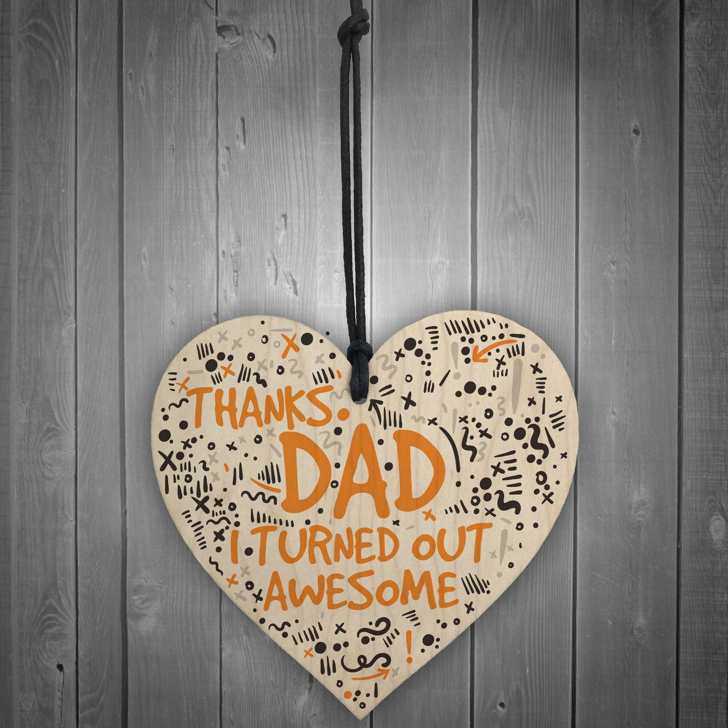 Thanks Dad Awesome Wooden Heart FATHERS DAY Gifts Son Thank You