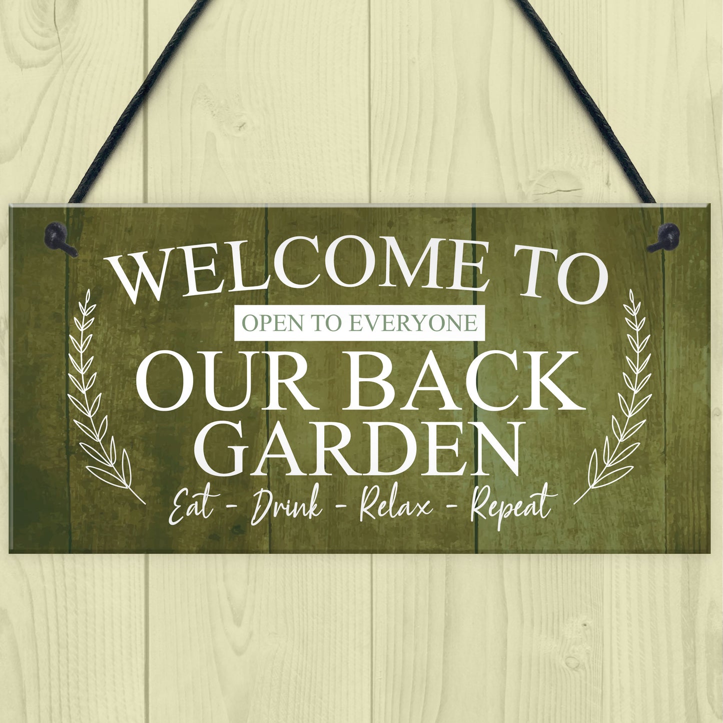 BACK GARDEN Sign Hanging Wall Shed Plaque Rustic Friendship Gift