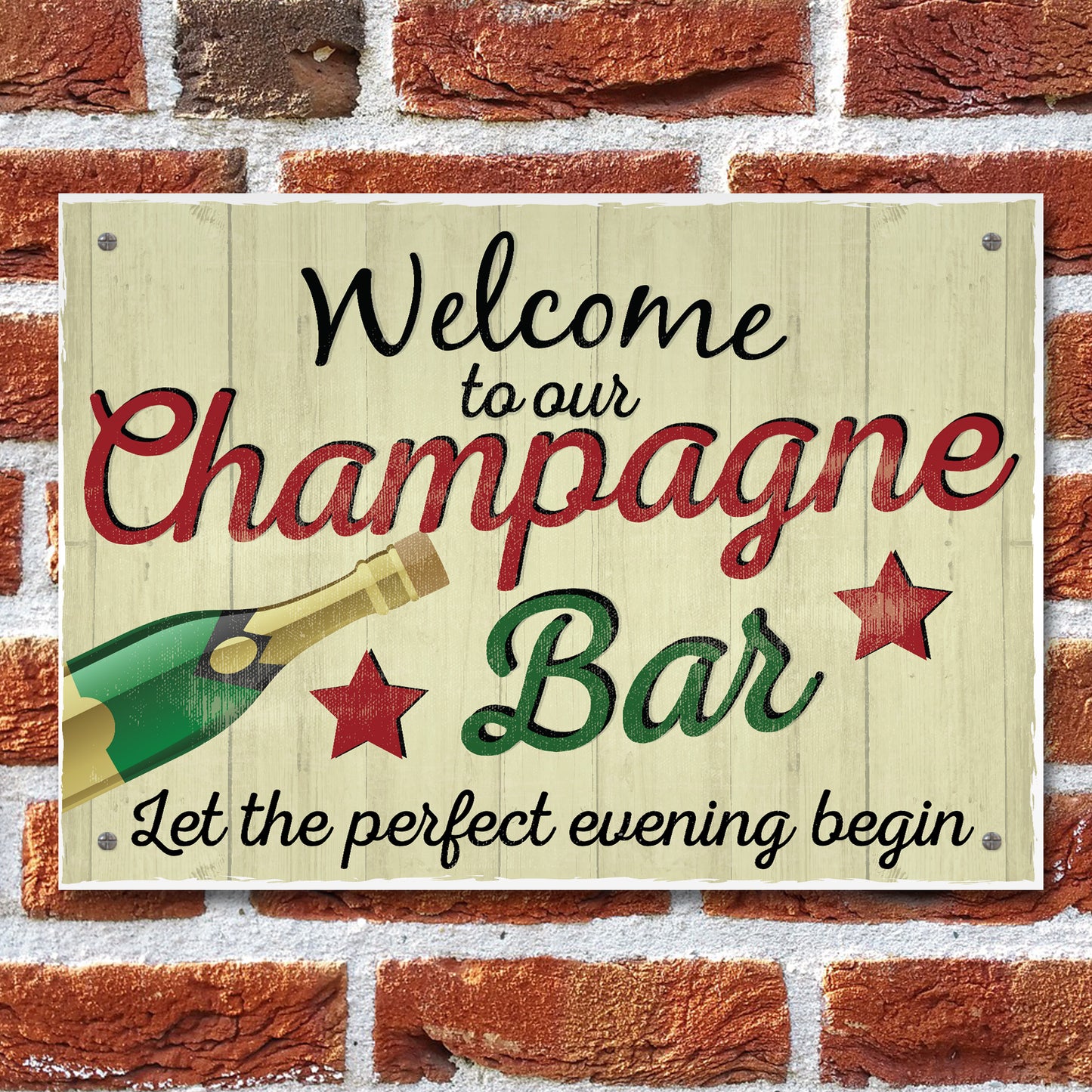 Champagne Bar Party Drink Pub Sign Vintage Gin Alcohol Home