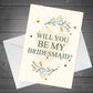 Will You Be My Bridesmaid Card Invite Invitation Card