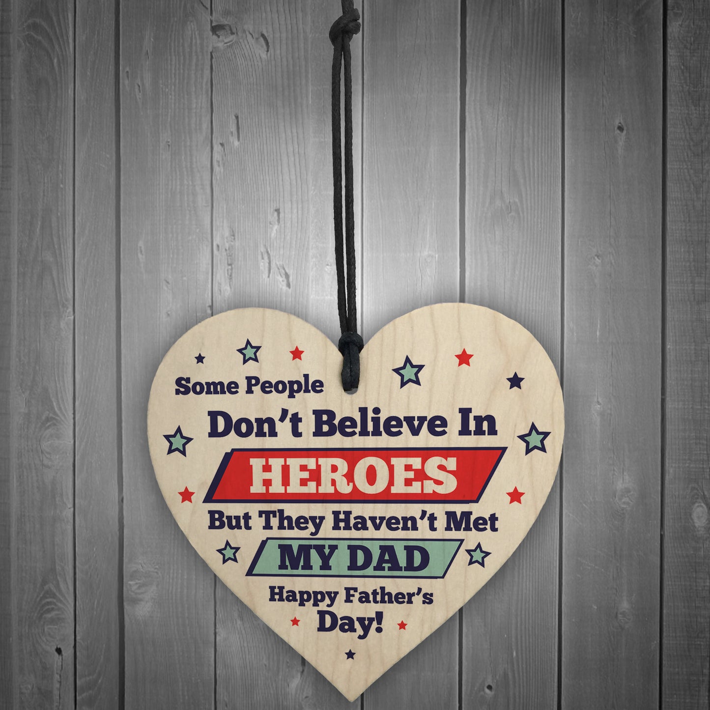 Fathers Day Gifts For Dad Wood Heart Superhero Gift Thank You