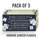 Garden Memorial PACK OF 3 Hanging Signs For Garden Shed