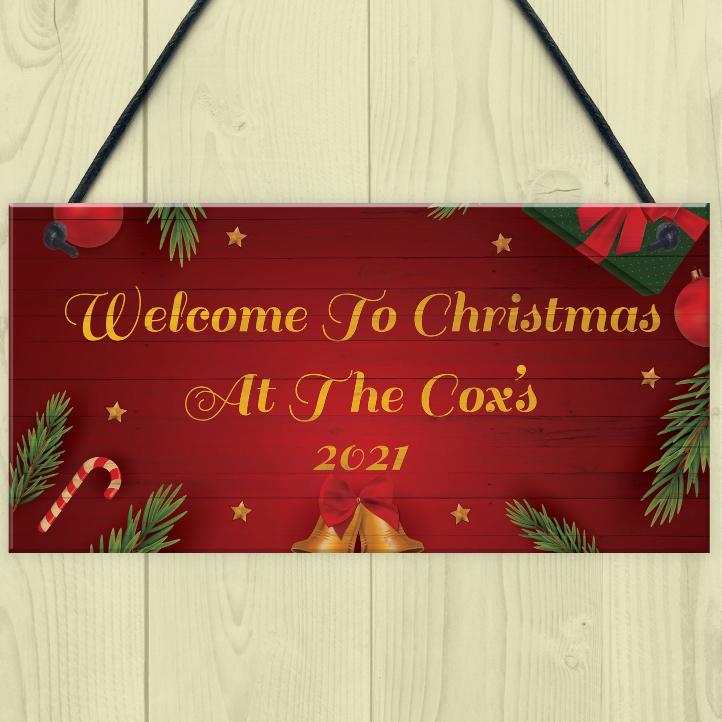 Welcome To Christmas At The Family Sign Personalised Decoration