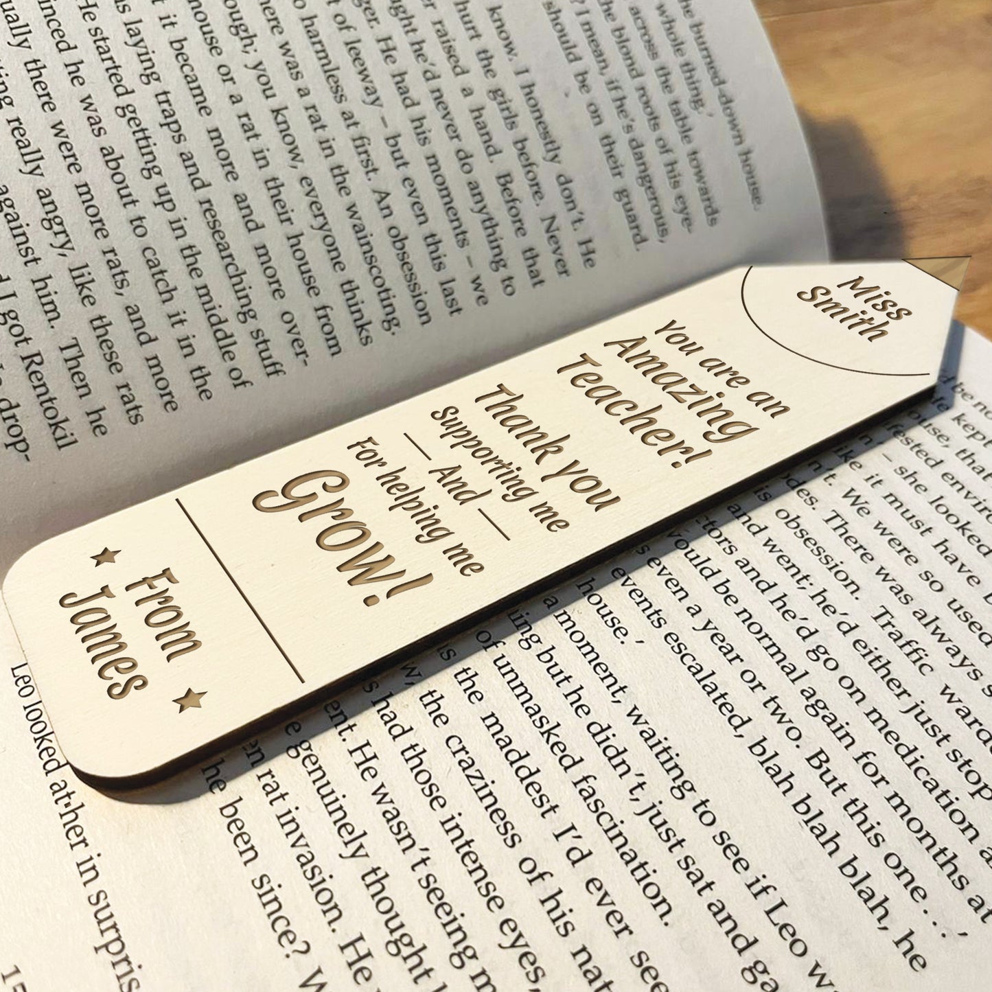 Teacher Appreciation Gifts Wood Bookmark Personalised