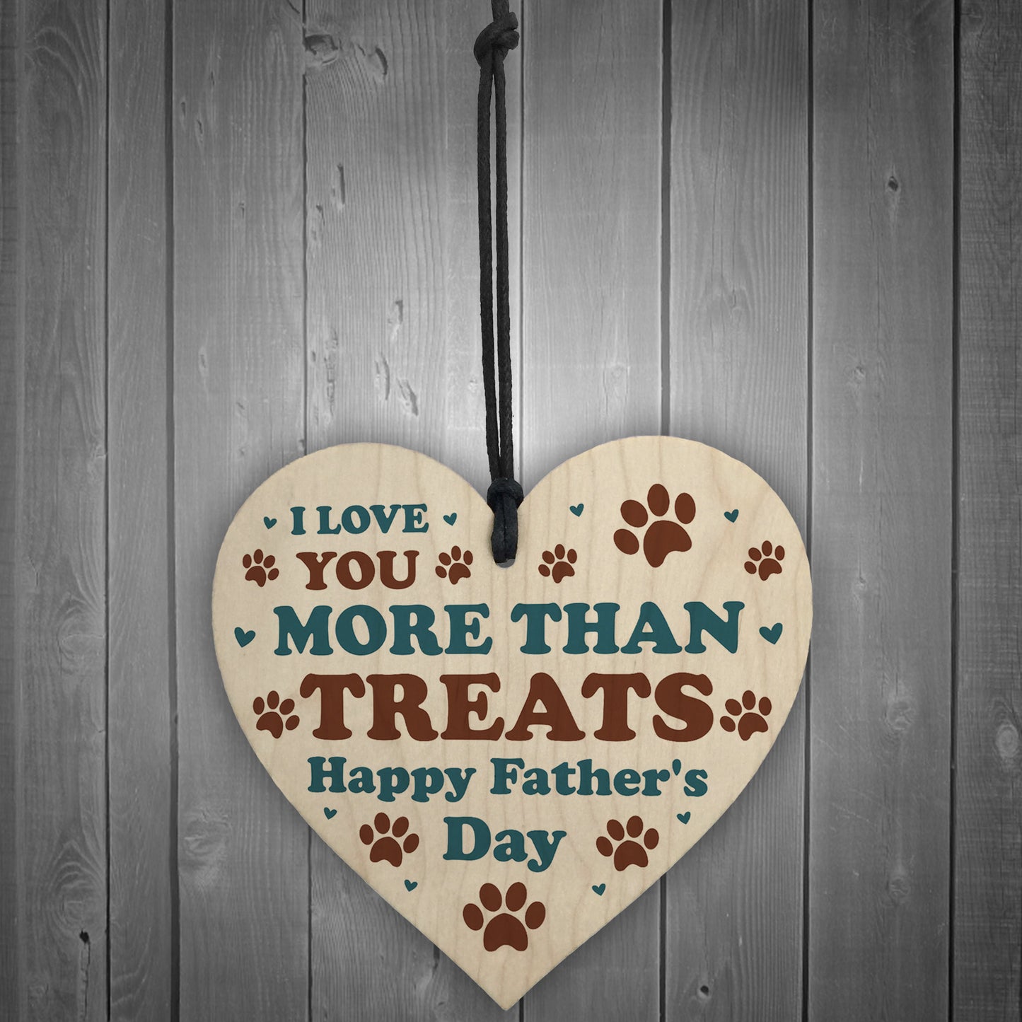 Fathers Day Gift For The Dog Funny Wooden Heart Gift For Dad