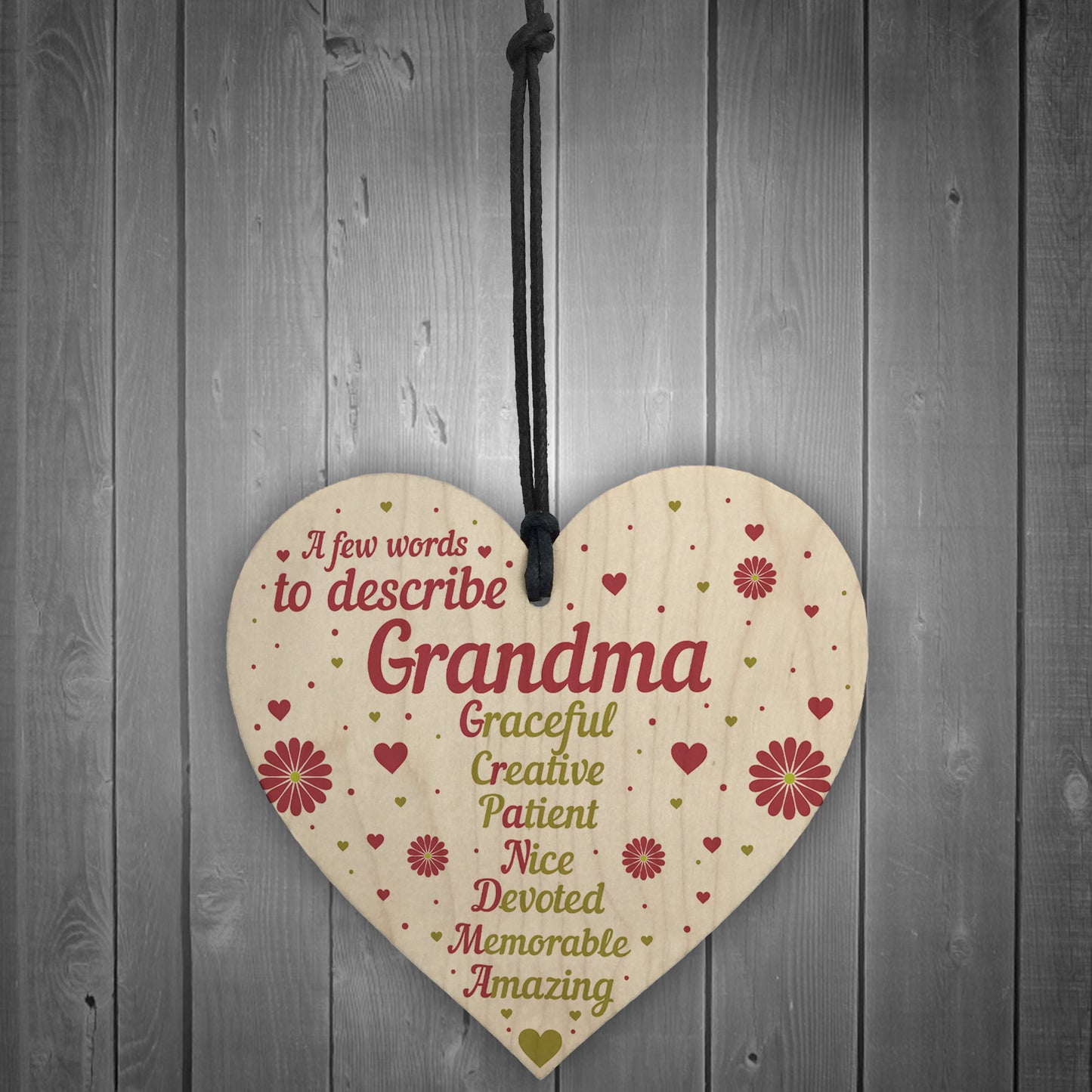 Words To Describe Grandma Wood Heart Birthday Gifts Grandma