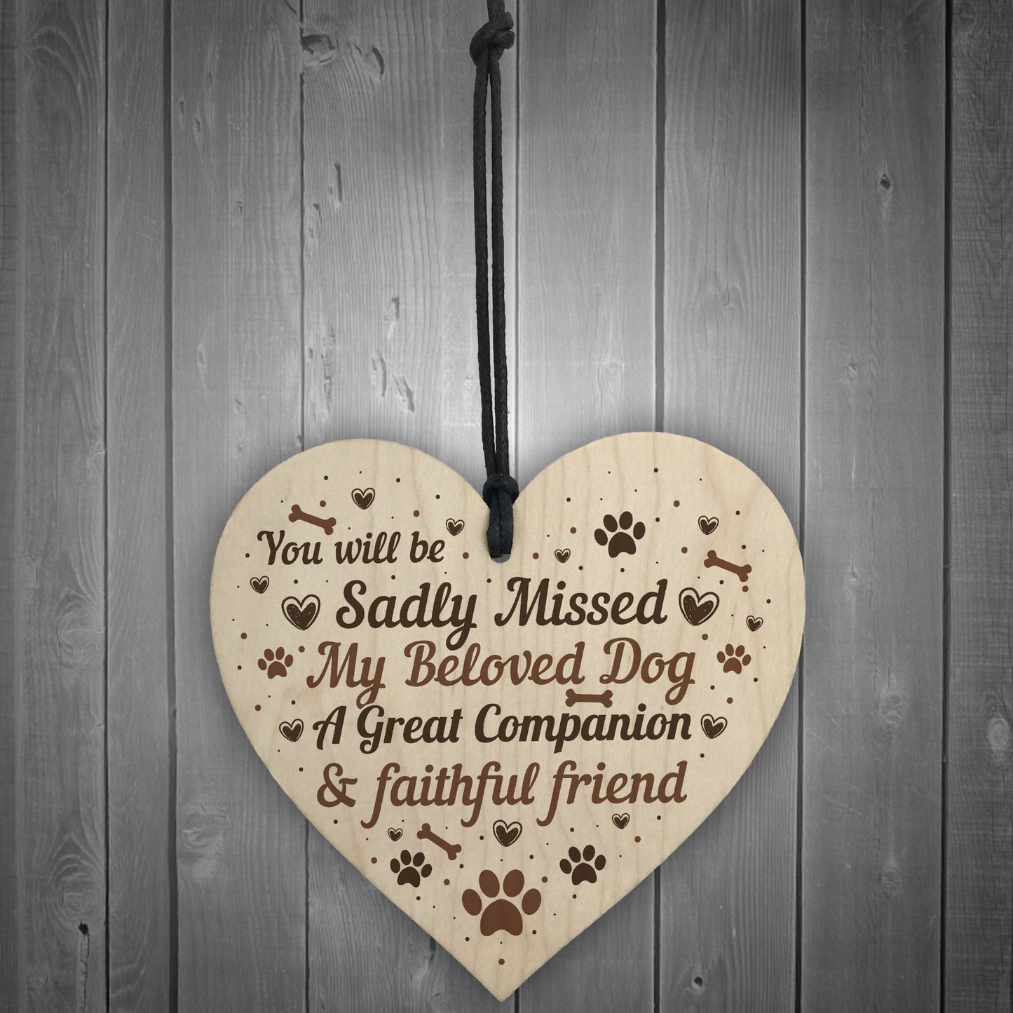 Pet Memorial Dog Wooden Heart Memorial Christmas Bauble Gift
